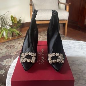 Roger Vivier Black Satin Ankle Boots